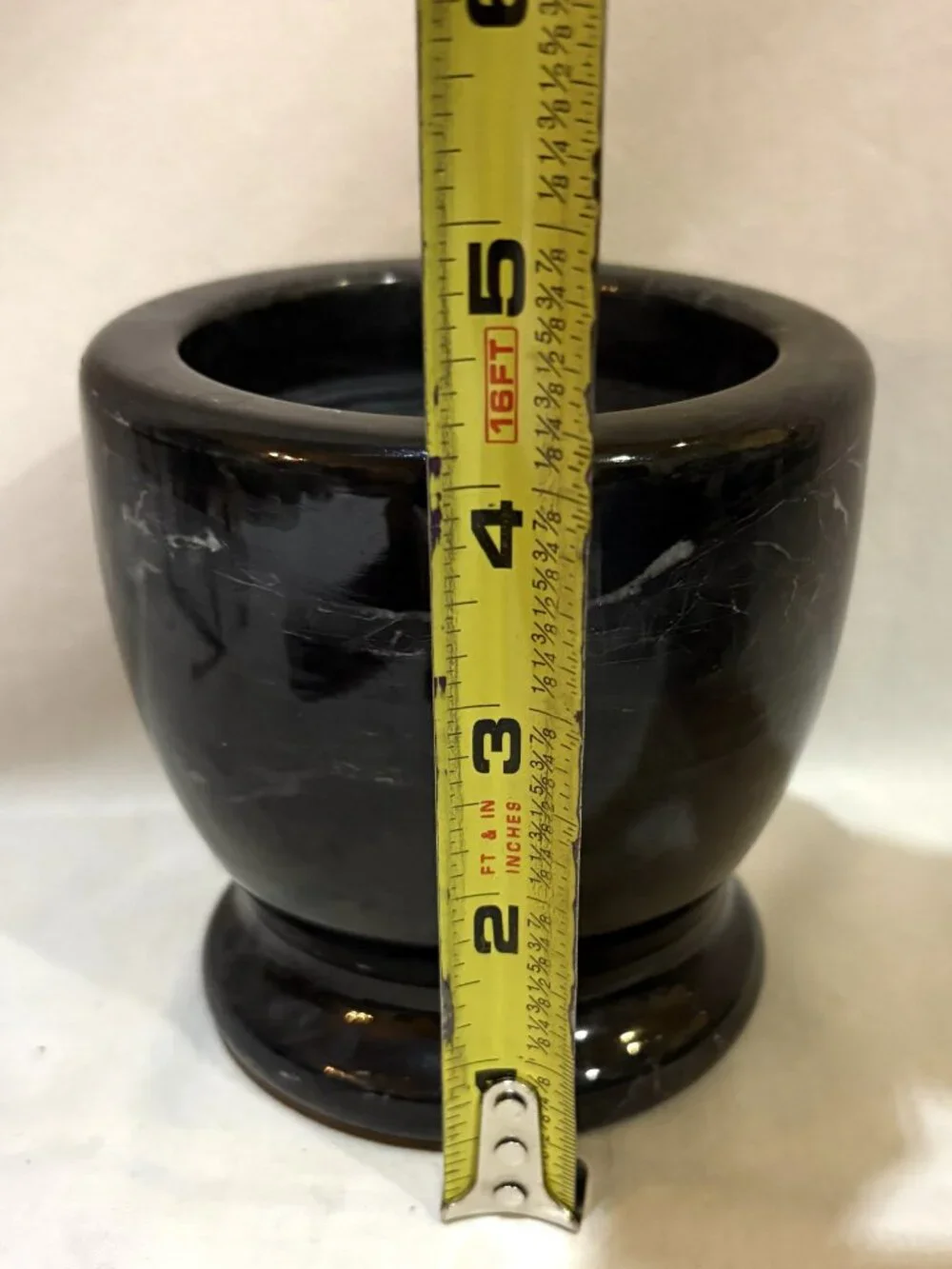 Vtg Black Marble Mortar and Pestle Pharmacy Apothecary Kitchen